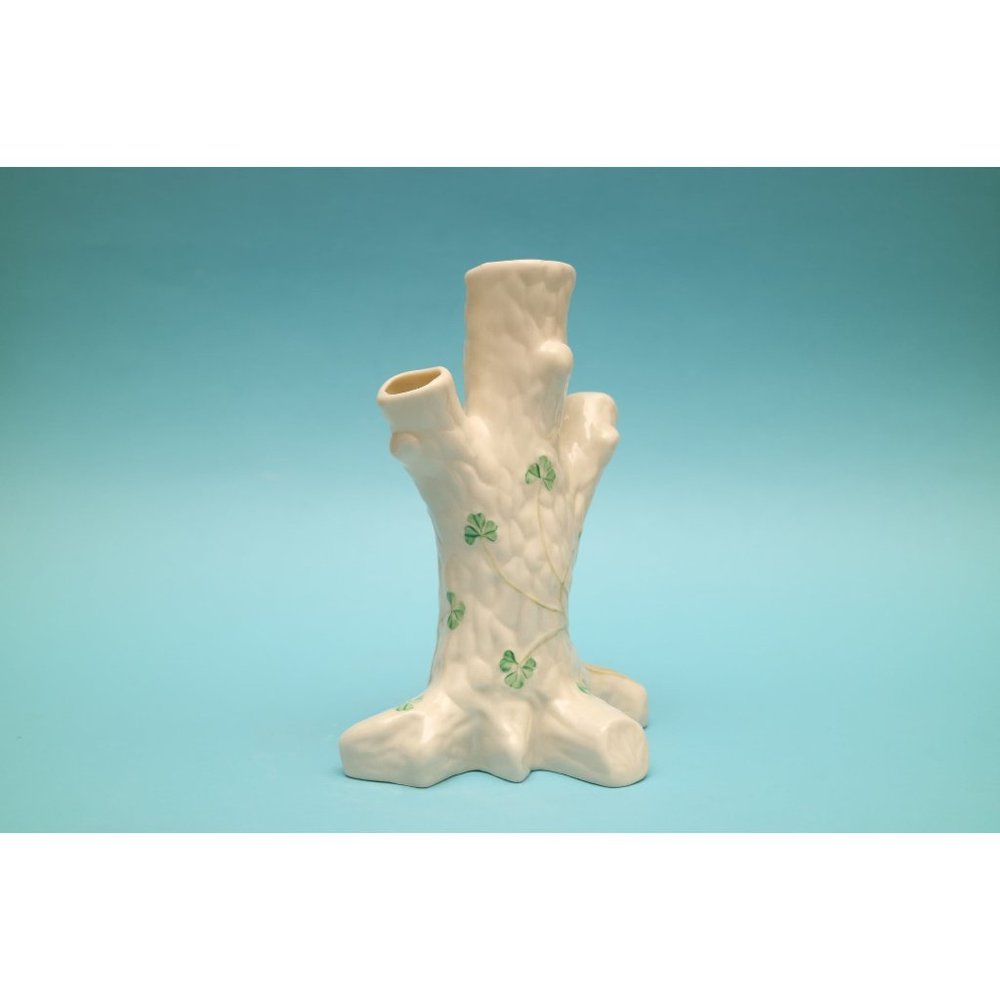 Vintage Belleek Parian China 6th Mark Ireland 3 Branch Tree SHAMROCK 6 1/4 Vase